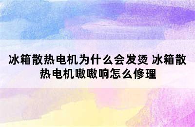 冰箱散热电机为什么会发烫 冰箱散热电机嗷嗷响怎么修理